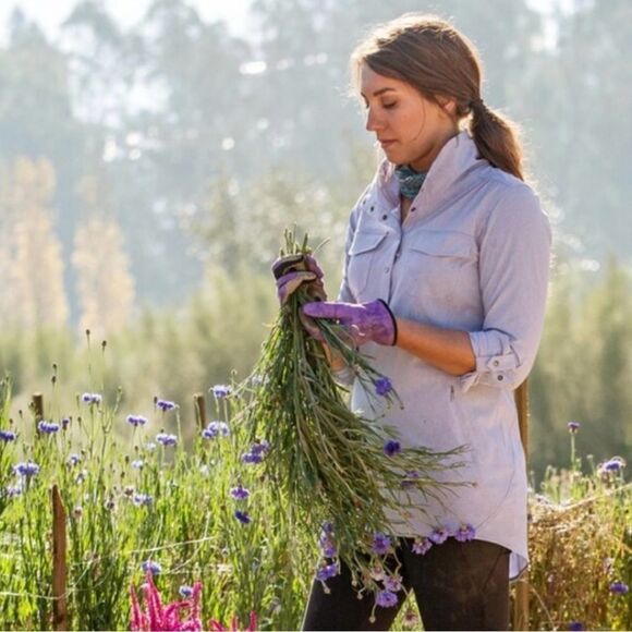 Duluth Trading Co Lilac Purple Sol Survivor Sun Protection Button Down Shirt - Picture 1 of 16